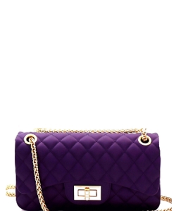Quilted Matte Jelly Small 2 Way Shoulder Bag JP067 PURPLE